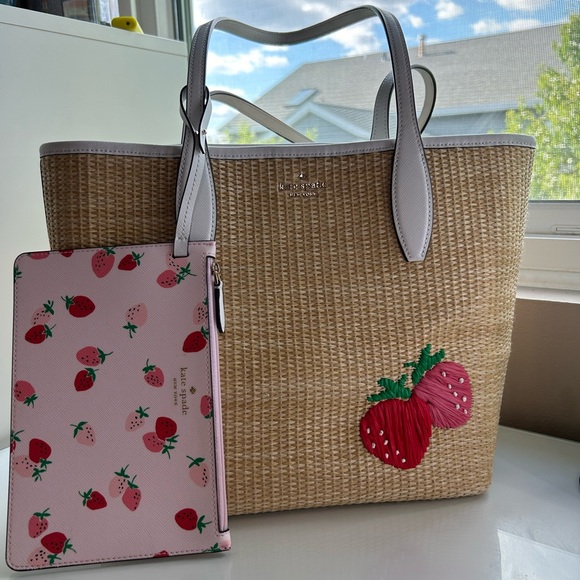 kate spade Handbags - Kate Spade Canvas Tote Strawberry Embroidery